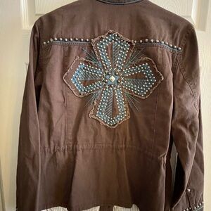 DD Ranch Embellished Brown Jacket. Size Medium. NWOT